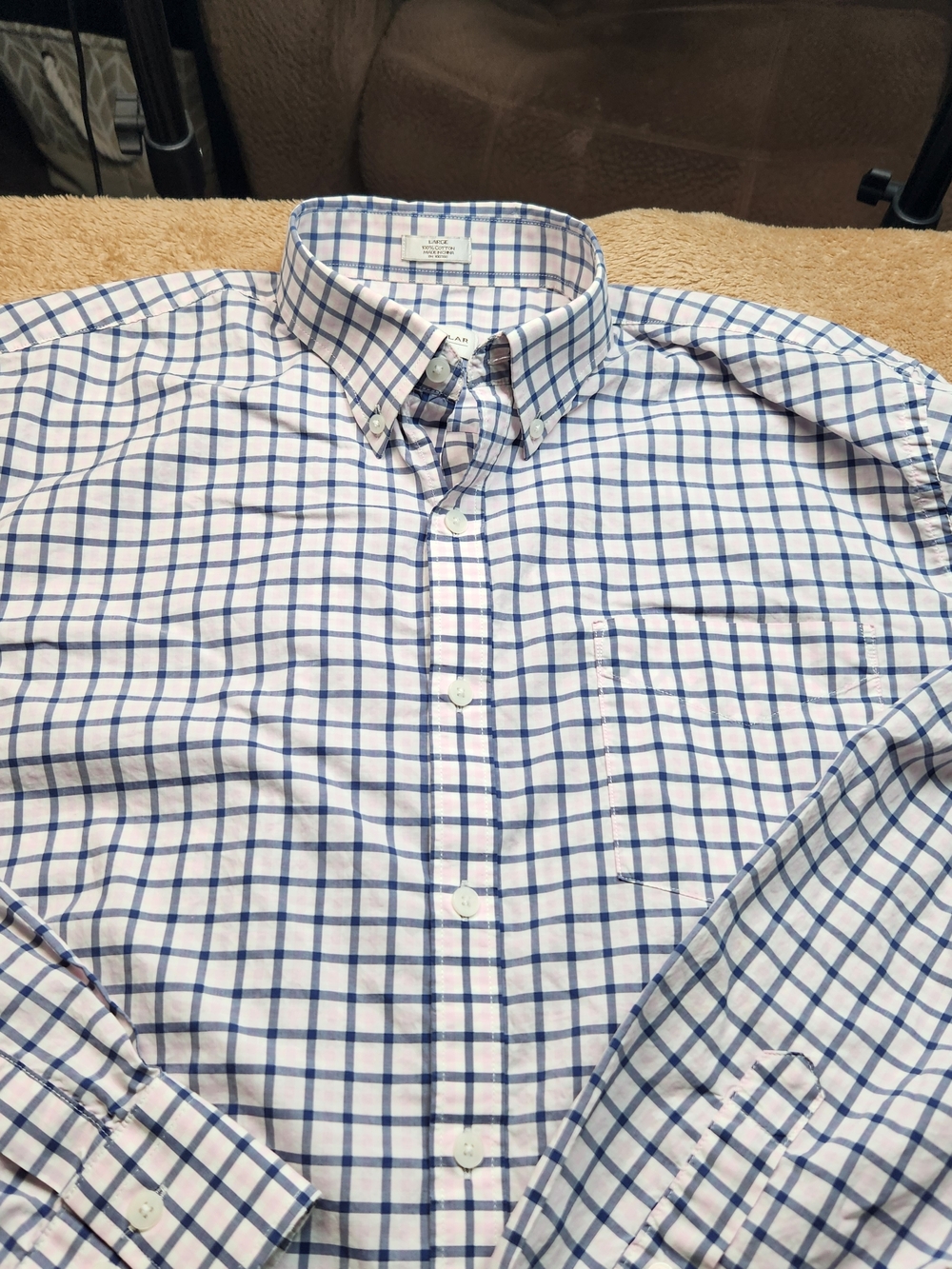 Men's Peter Millar Classic Button-Down Plaid Shirt - Blue & Pink.